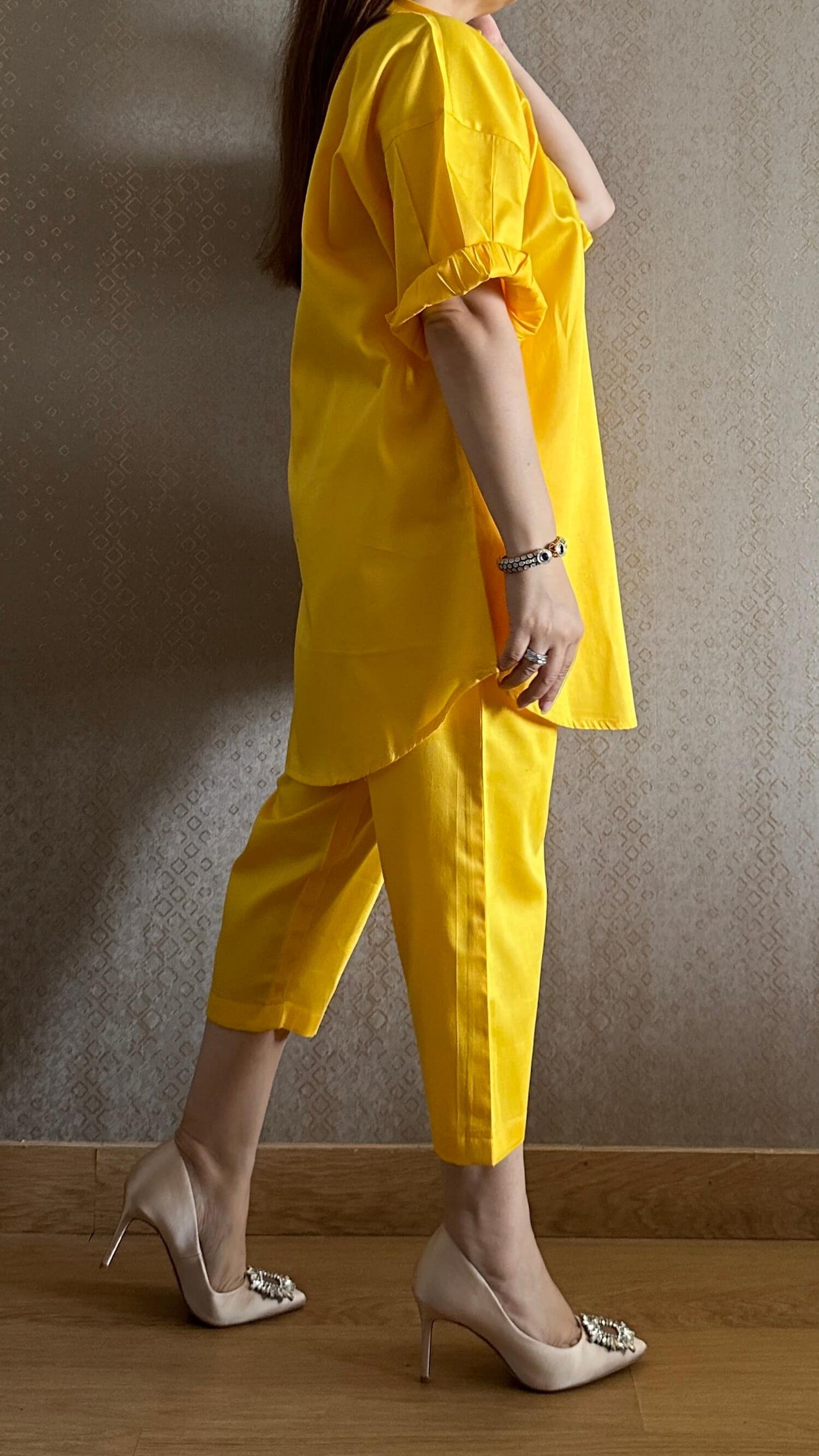 Lemony Yellow Cotton Co-ord Set