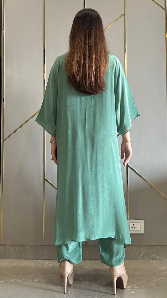 Ocean Green High Low Crepe Co-ord