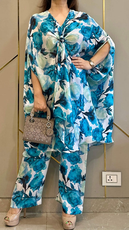 Blue Rose Flowy Co-ord Set