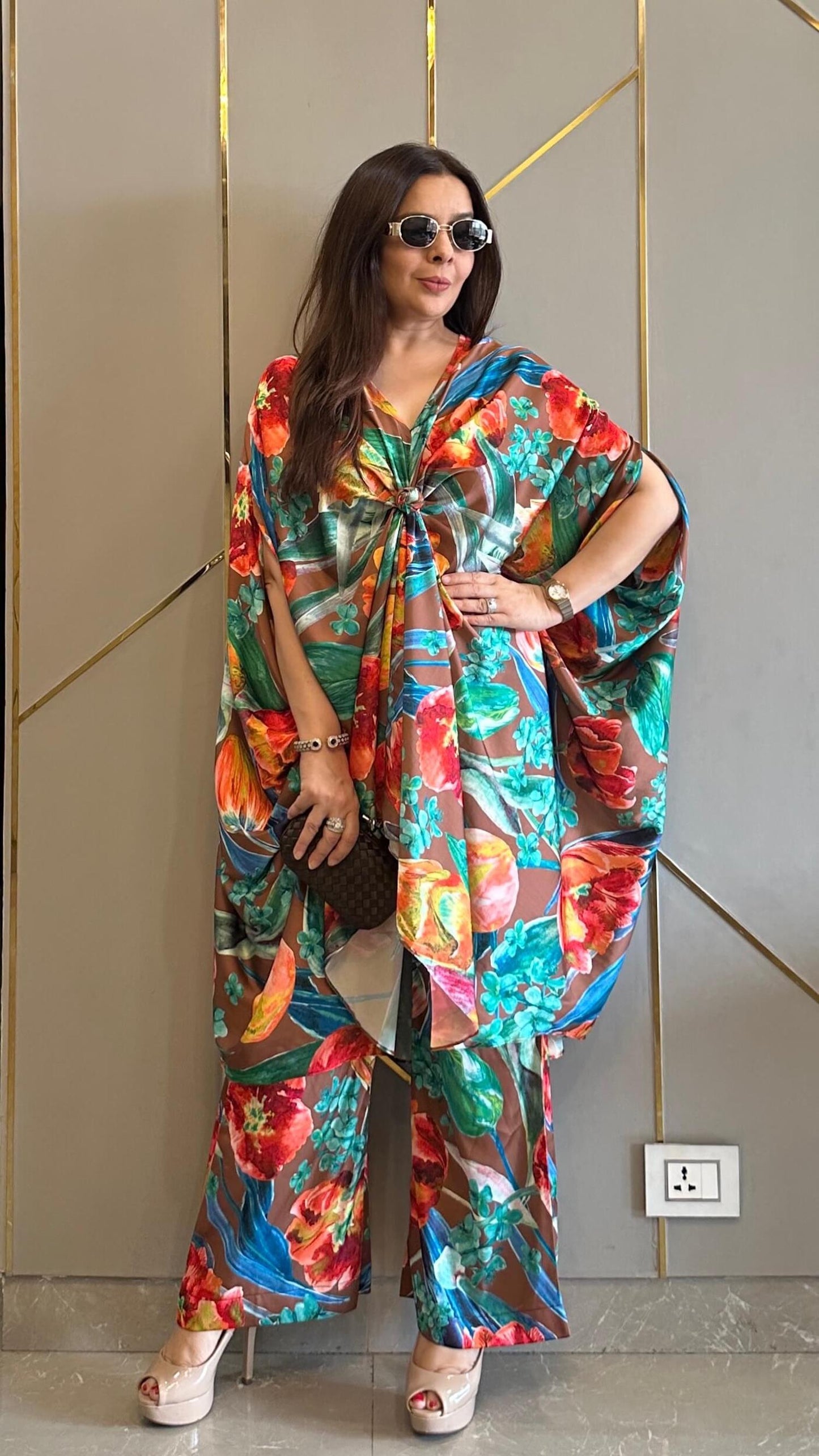 Tropical Brown Flowy Co-ord Set