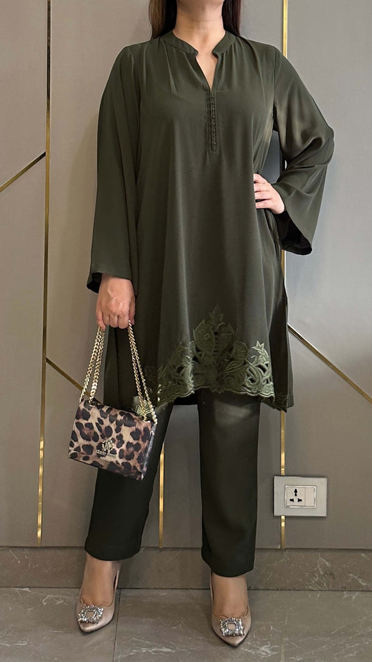 Olive Green Zoya Co-ord Set