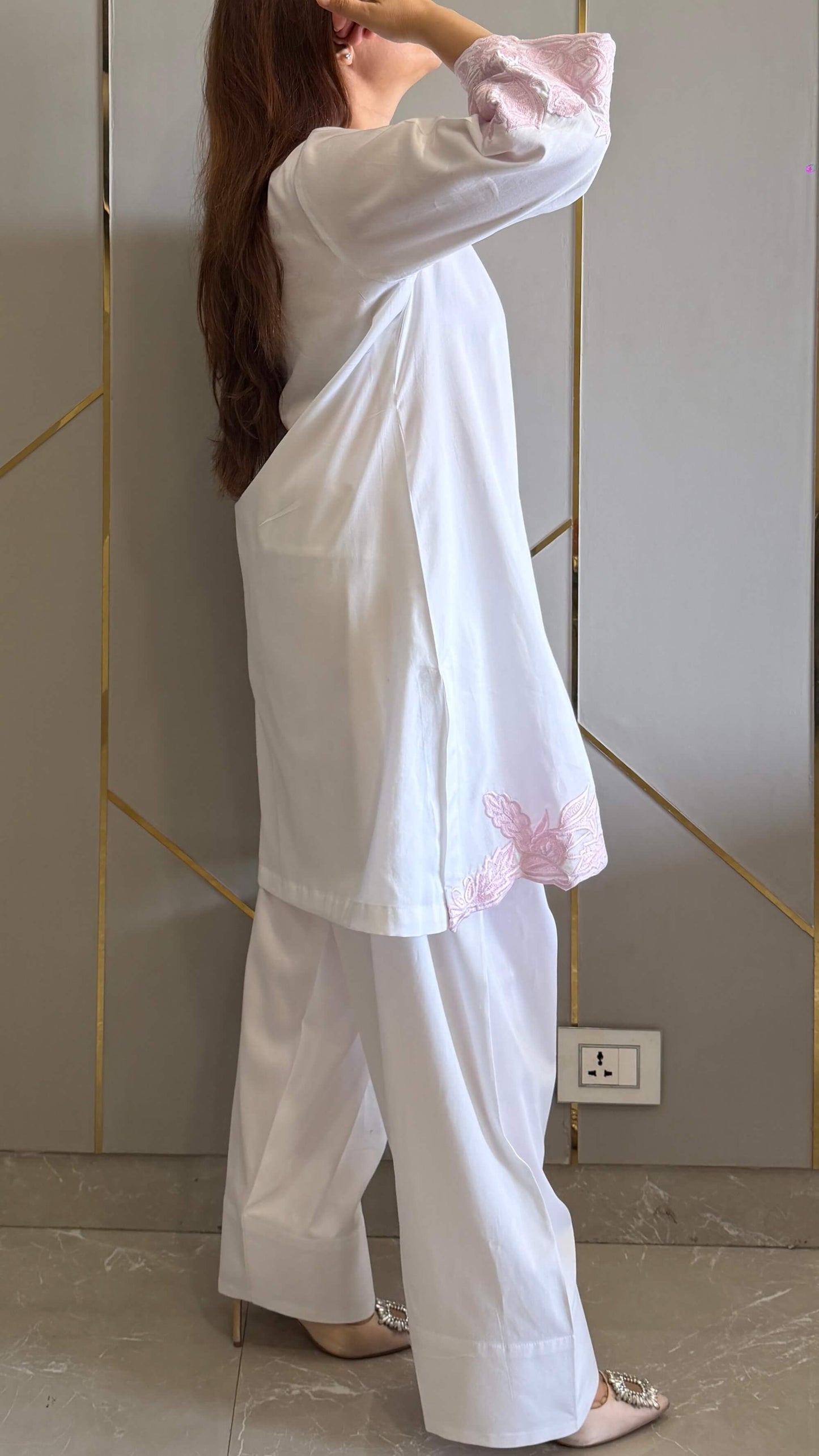 Pearl Baby Pink Tara Embroidered Cotton Co-ord Set