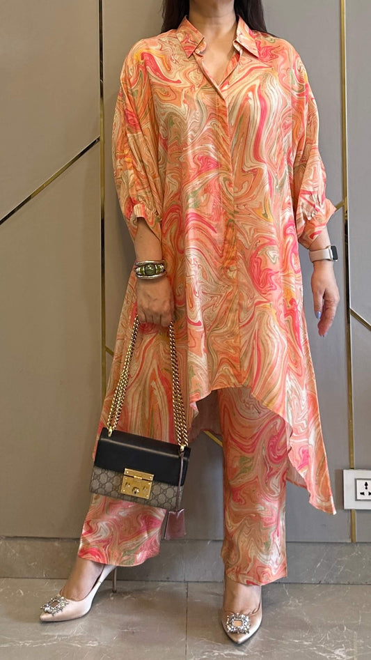 Marbella Peach Printed Co-ord Set