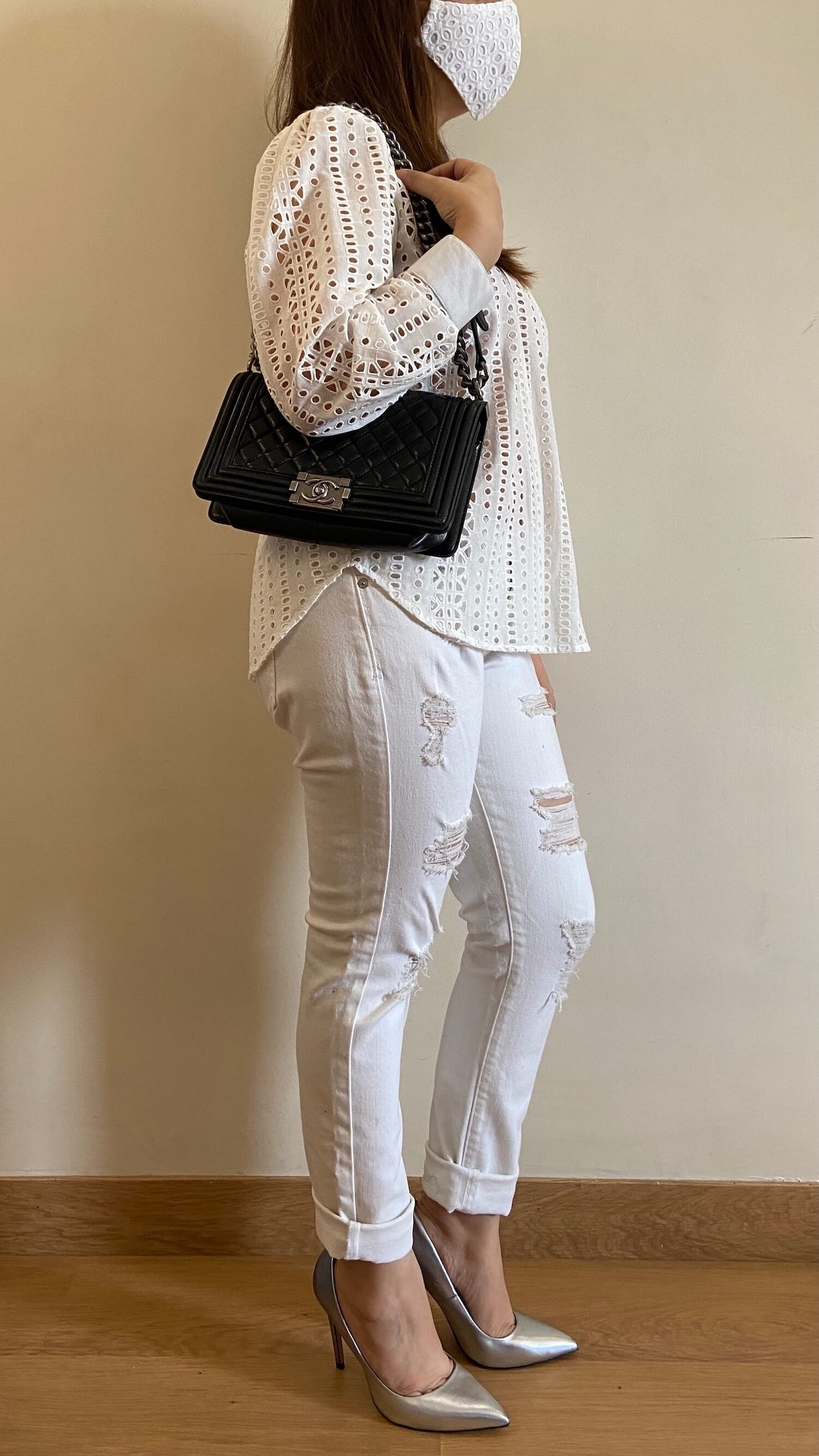Pearl White Cutwork Short Shirt - kylee