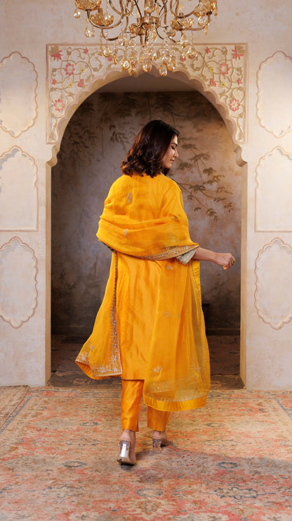 Mustard Mehr Chanderi Silk Suit
