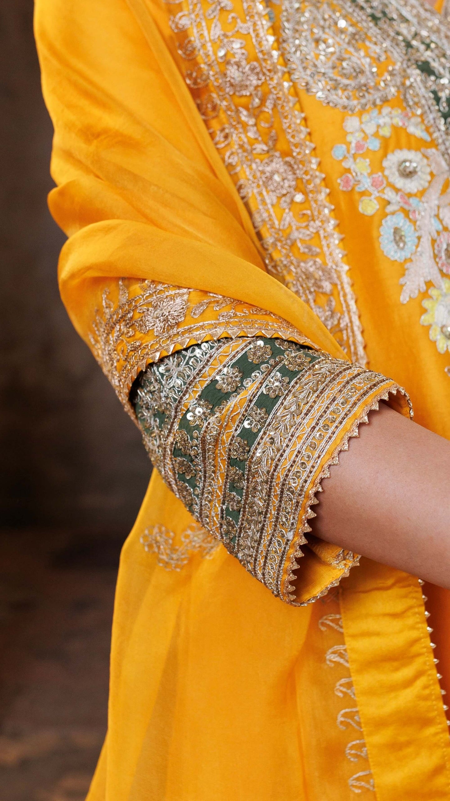 Mustard Mehr Chanderi Silk Suit