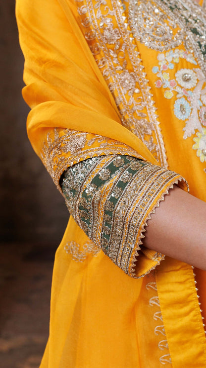 Mustard Mehr Chanderi Silk Suit