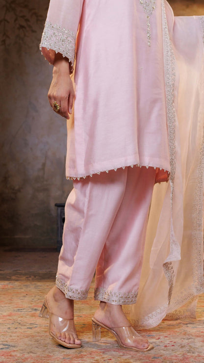 Baby Pink Suhana Kurta with Embroidered Pants