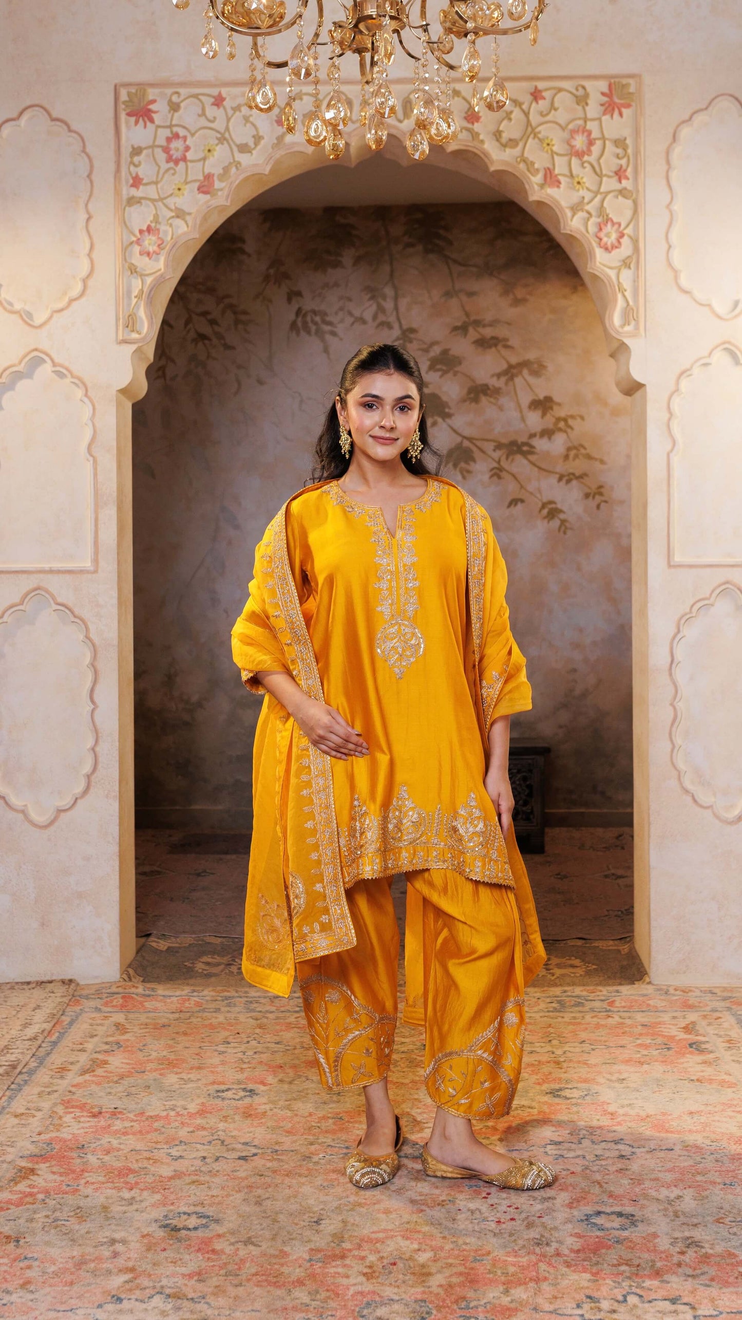 Mustard Noor Chanderi Silk Suit