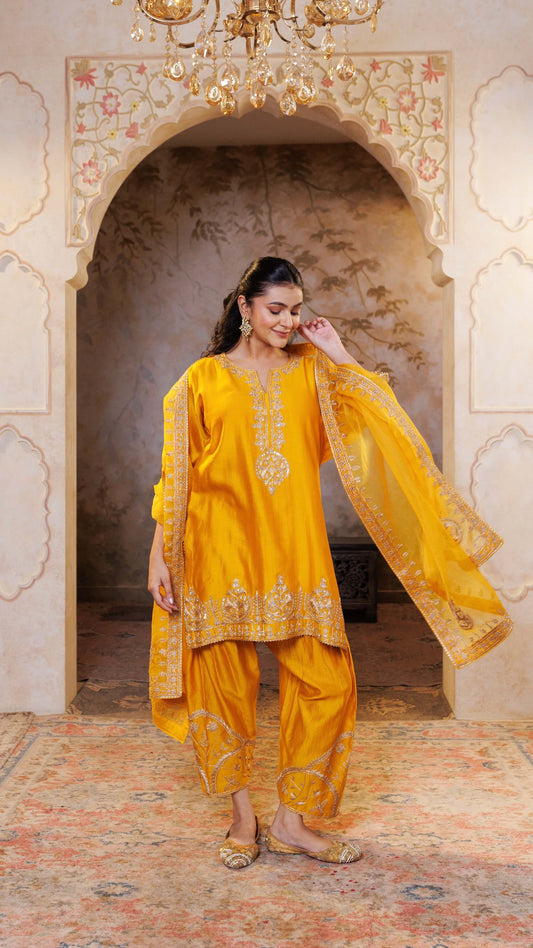 Mustard Noor Chanderi Silk Suit