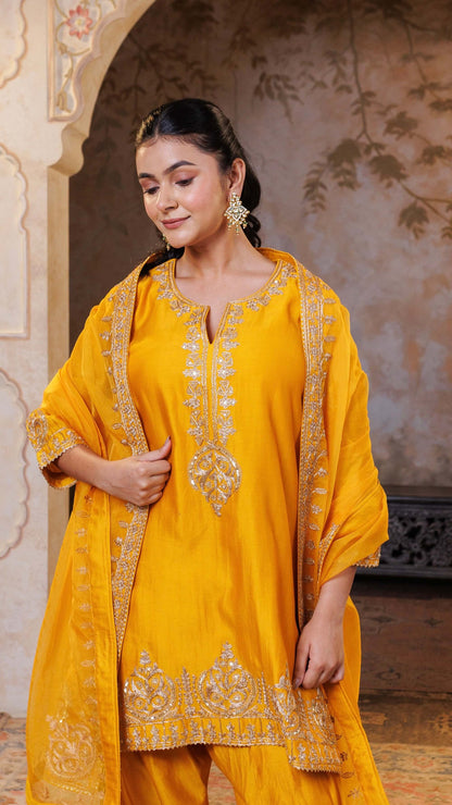 Mustard Noor Chanderi Silk Suit