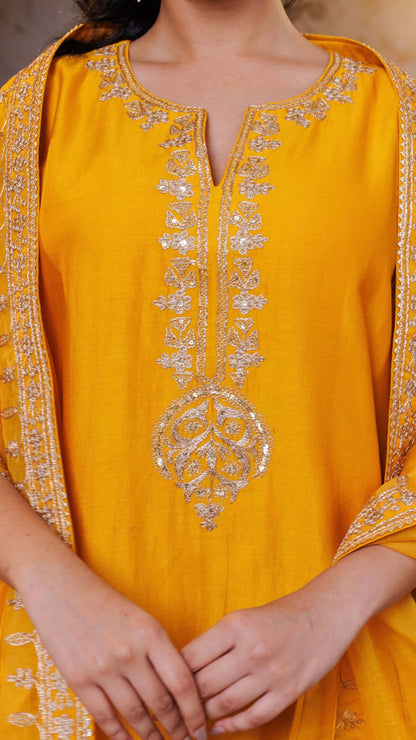 Mustard Noor Chanderi Silk Suit