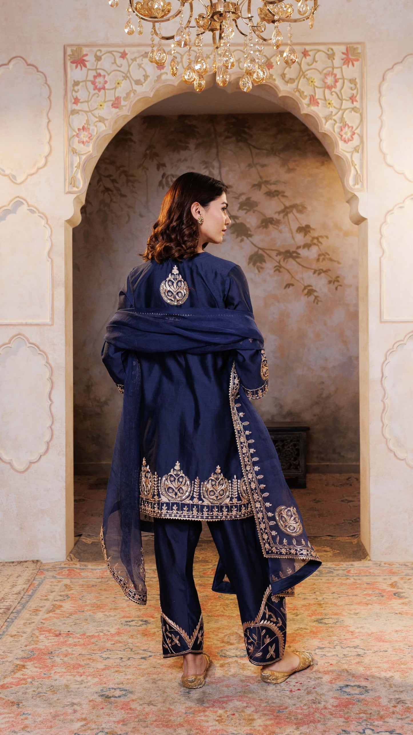 Navy Noor Chanderi Silk Suit