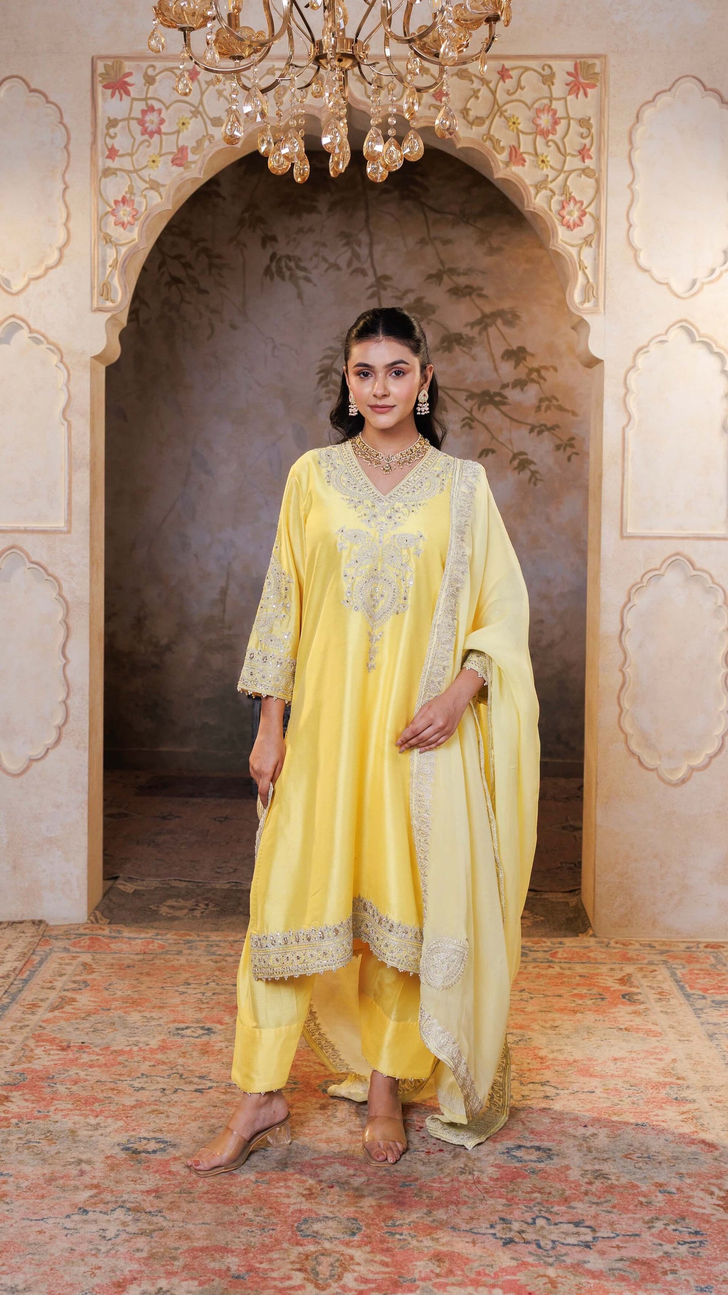 Lemon Rohini Kurta with Farshi Salwar