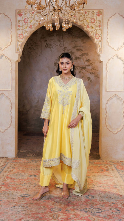 Lemon Rohini Kurta with Farshi Salwar