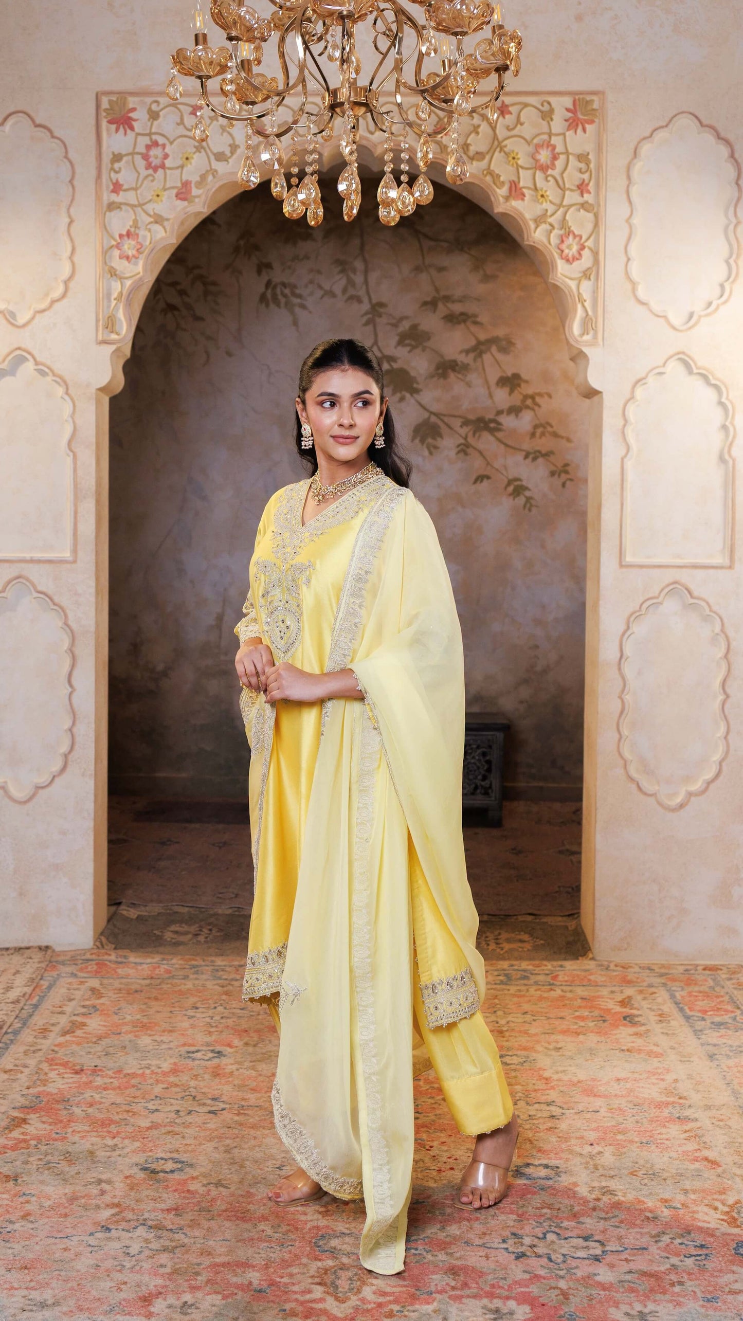 Lemon Rohini Kurta with Farshi Salwar