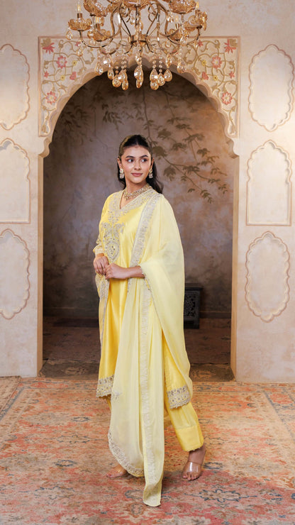 Lemon Rohini Kurta with Farshi Salwar
