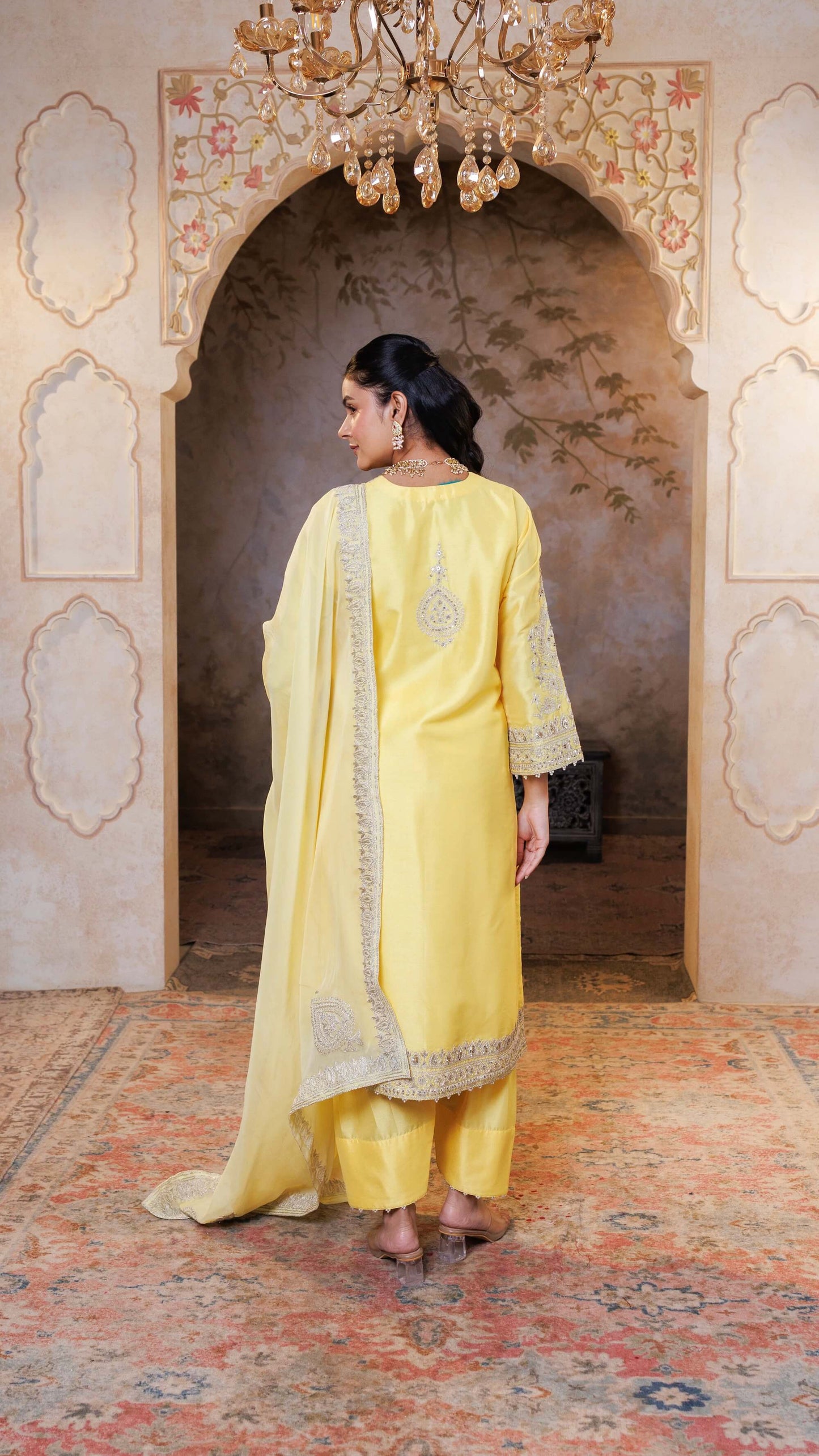 Lemon Rohini Kurta with Farshi Salwar