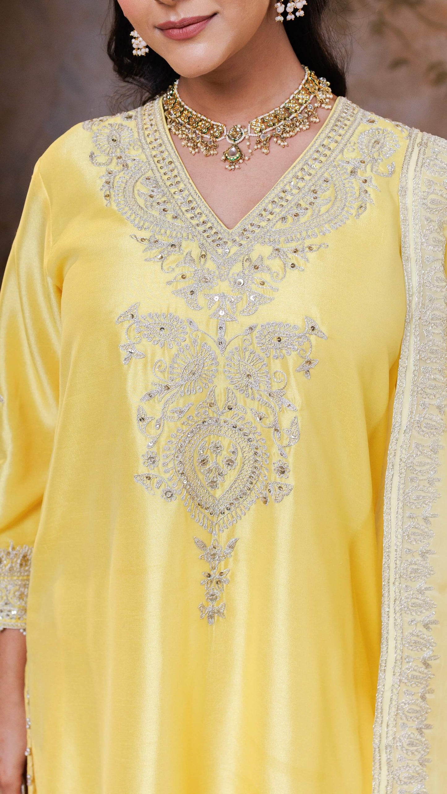 Lemon Rohini Kurta with Farshi Salwar