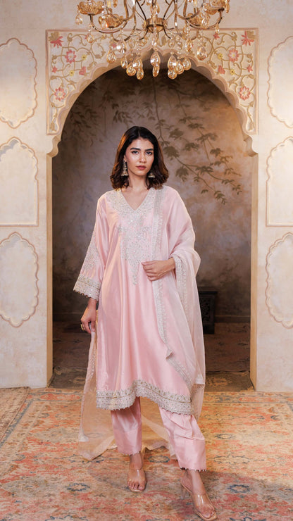 Blush Pink Rohini Kurta with Farshi Salwar