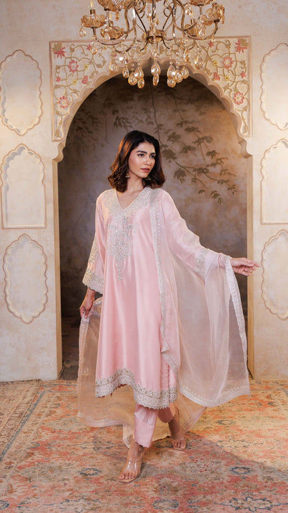 Blush Pink Rohini Kurta with Farshi Salwar
