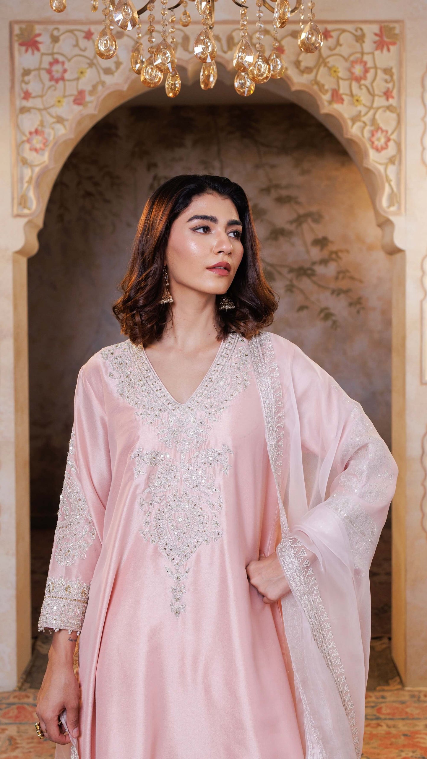 Blush Pink Rohini Kurta with Farshi Salwar