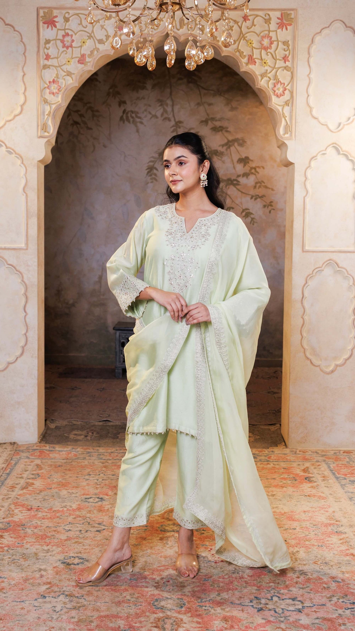Mint Green Suhana Kurta with Embroidered Pants