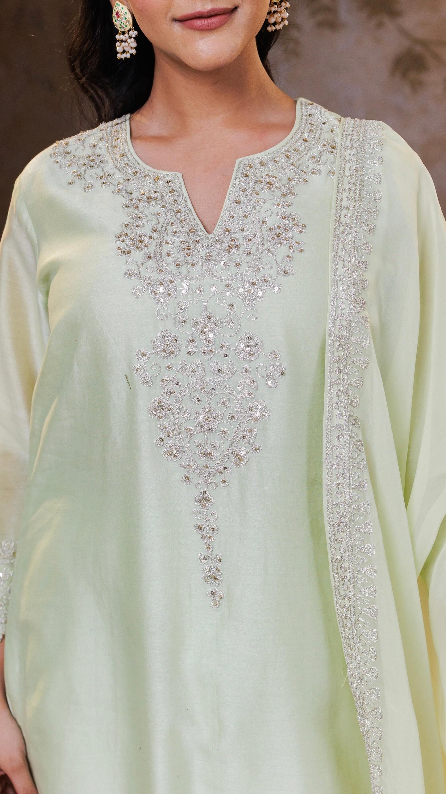 Mint Green Suhana Kurta with Embroidered Pants