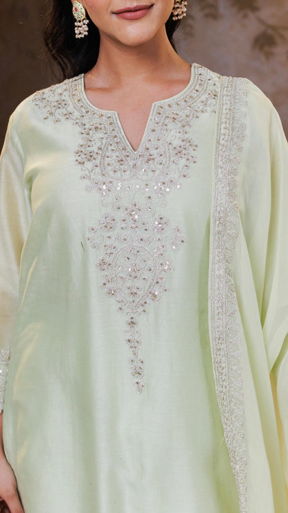 Mint Green Suhana Kurta with Embroidered Pants