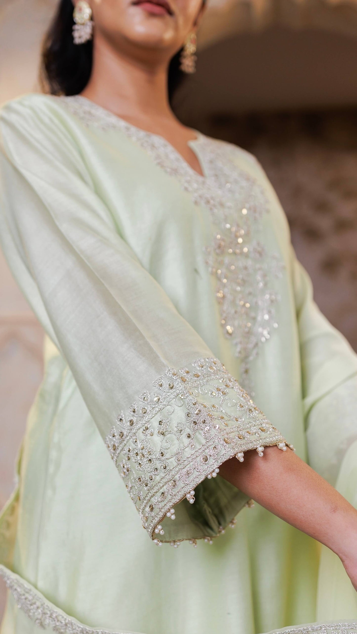 Mint Green Suhana Kurta with Embroidered Pants