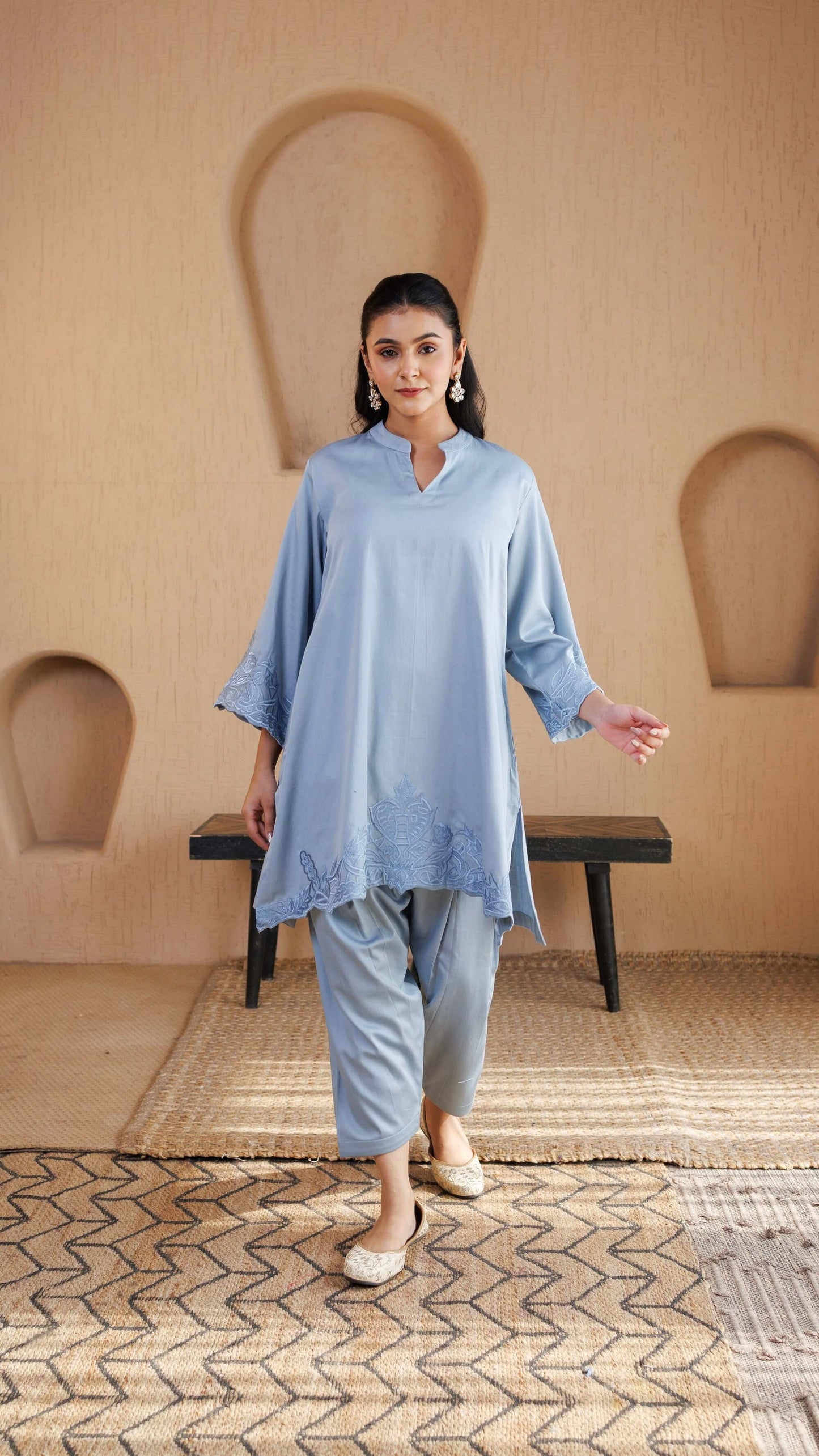 Pastel Blue Tara Cotton Co-ord Set