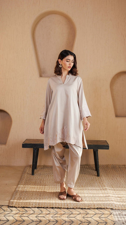Beige Tara Cotton Co-ord Set