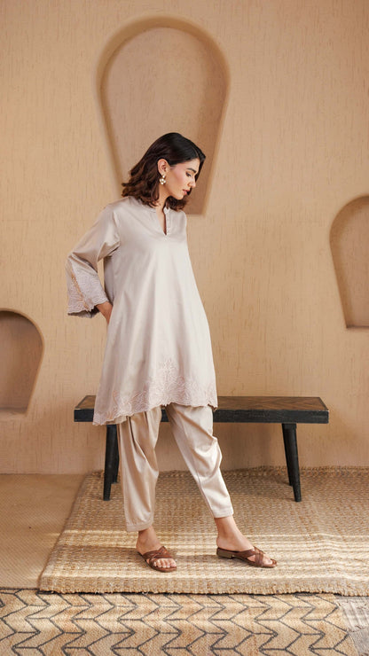 Beige Tara Cotton Co-ord Set