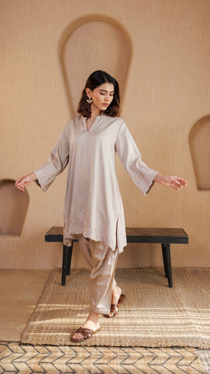 Beige Tara Cotton Co-ord Set