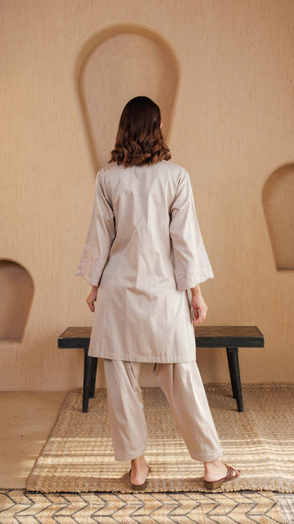 Beige Tara Cotton Co-ord Set
