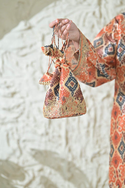 Beige Patola Embroidered Phiran Co-ord