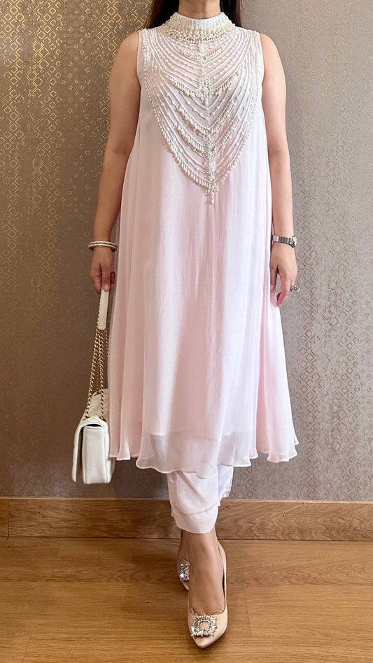 Pink Riviere Pearl Pastel Kurta with Pants