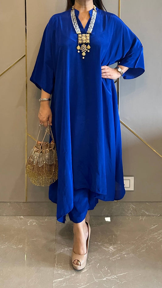 Royal Blue High Low Crepe Co-ord