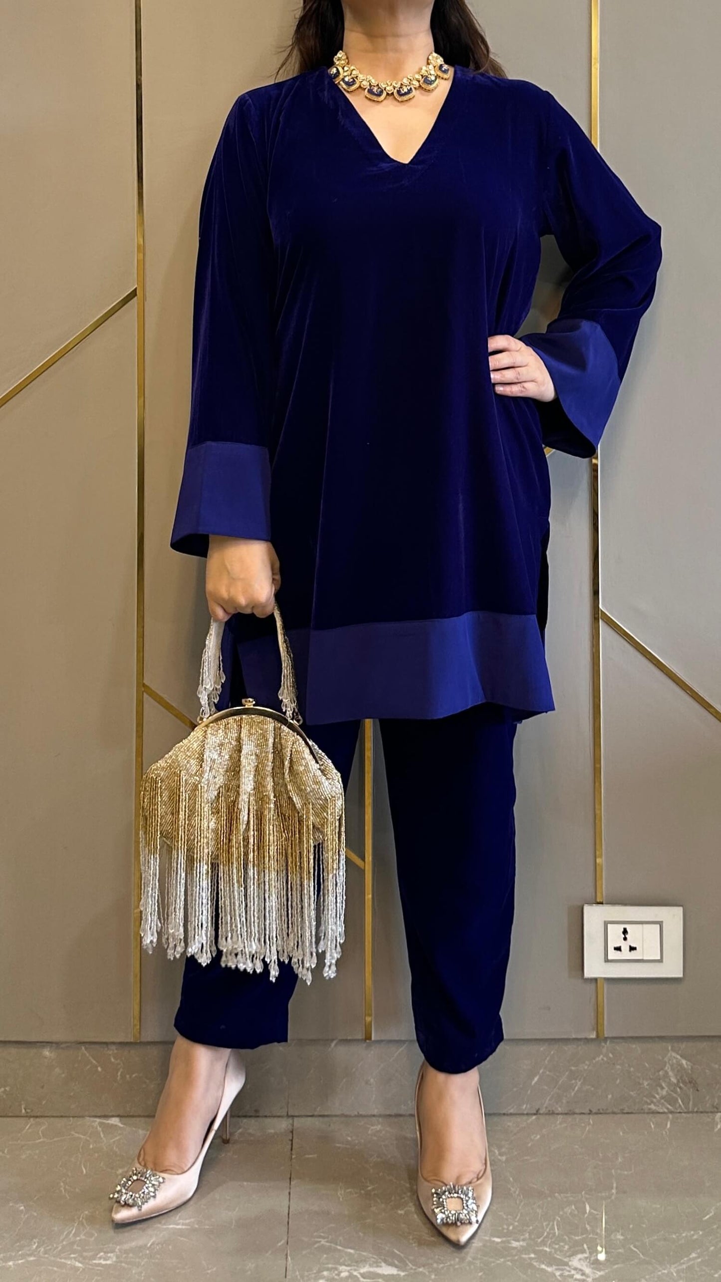 Royal Blue Velvet Co-ord Set