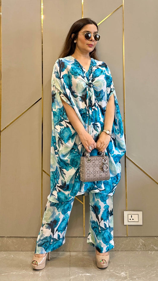 Blue Rose Flowy Co-ord Set