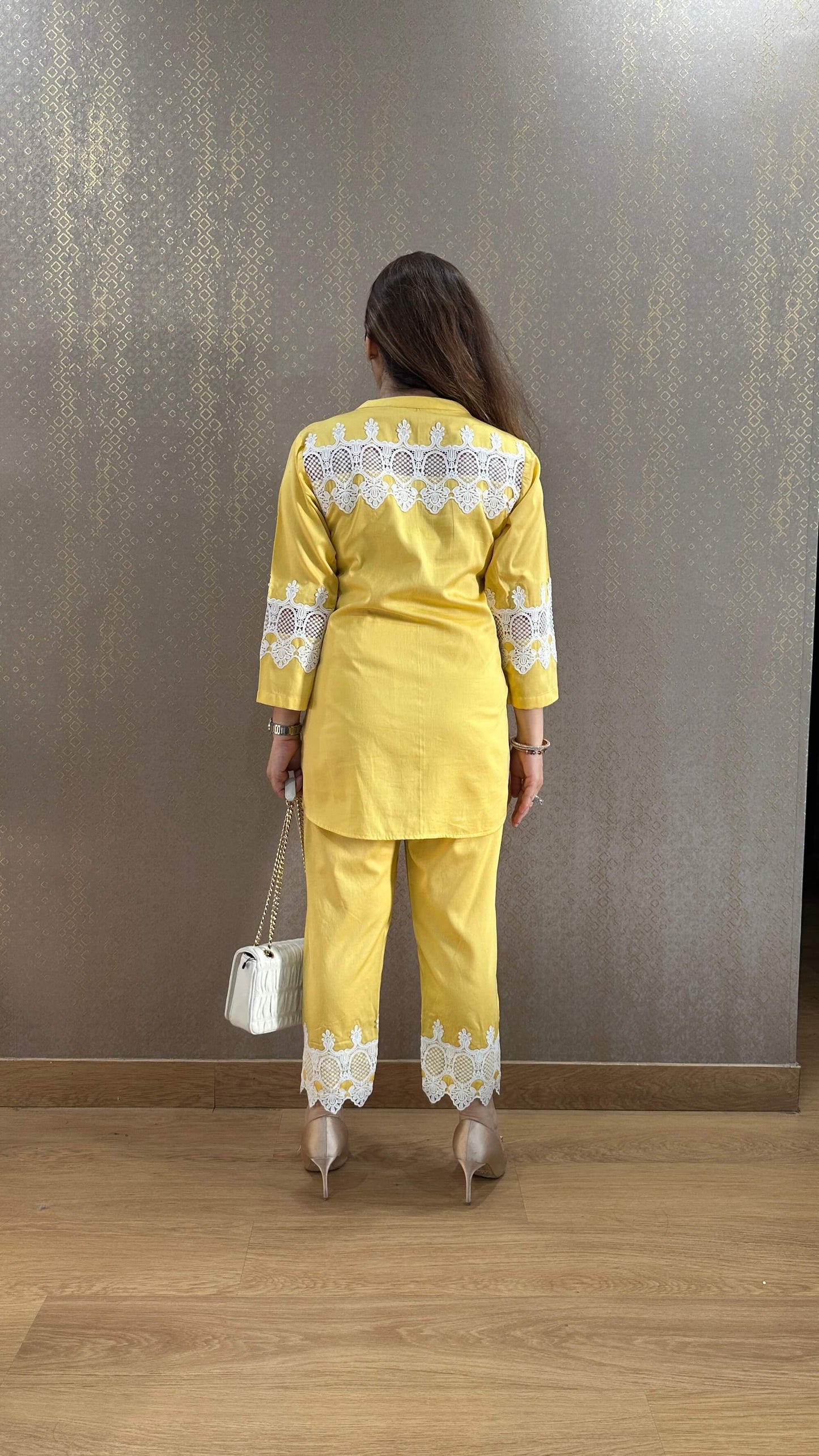 Lemon French Lace Cotton Co-ord Set
