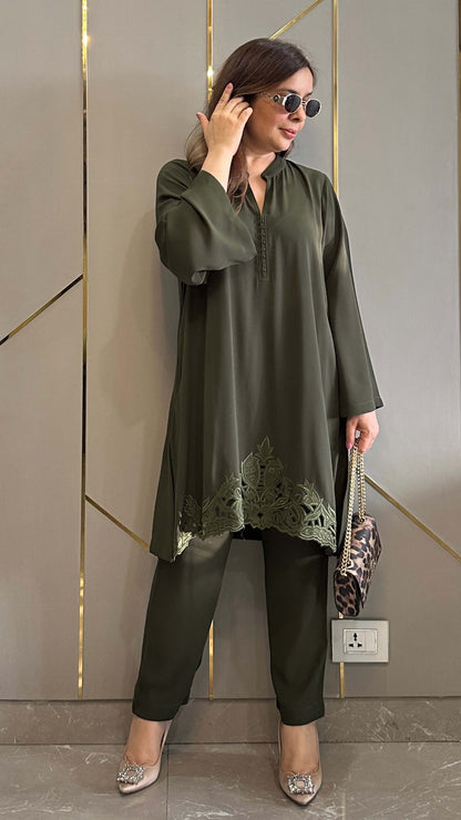 Olive Green Zoya Co-ord Set