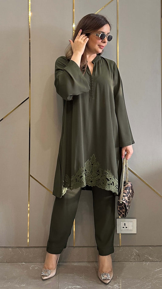 Olive Green Zoya Co-ord Set