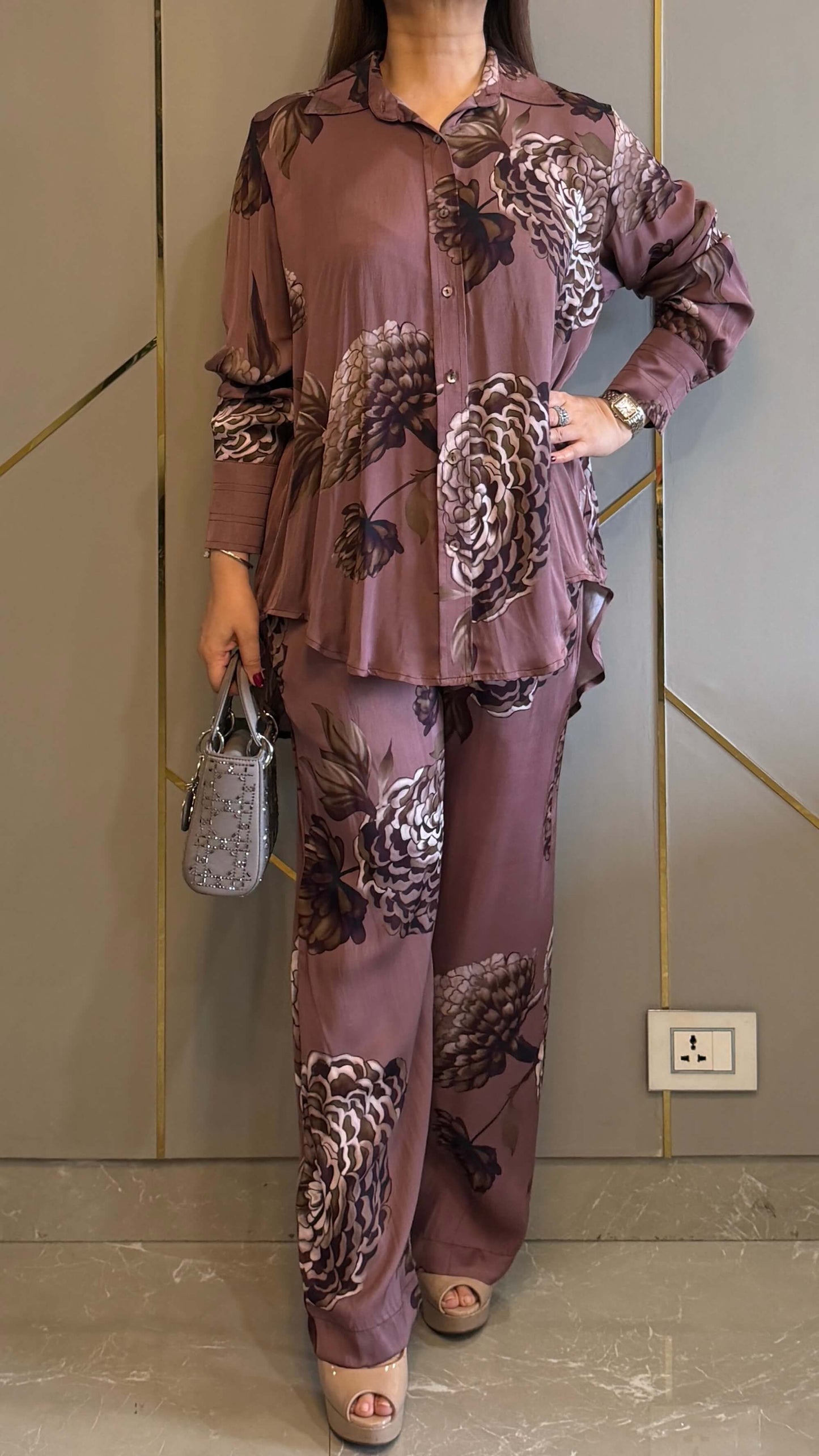 Salmon Pink Valencia Printed Co-ord Set