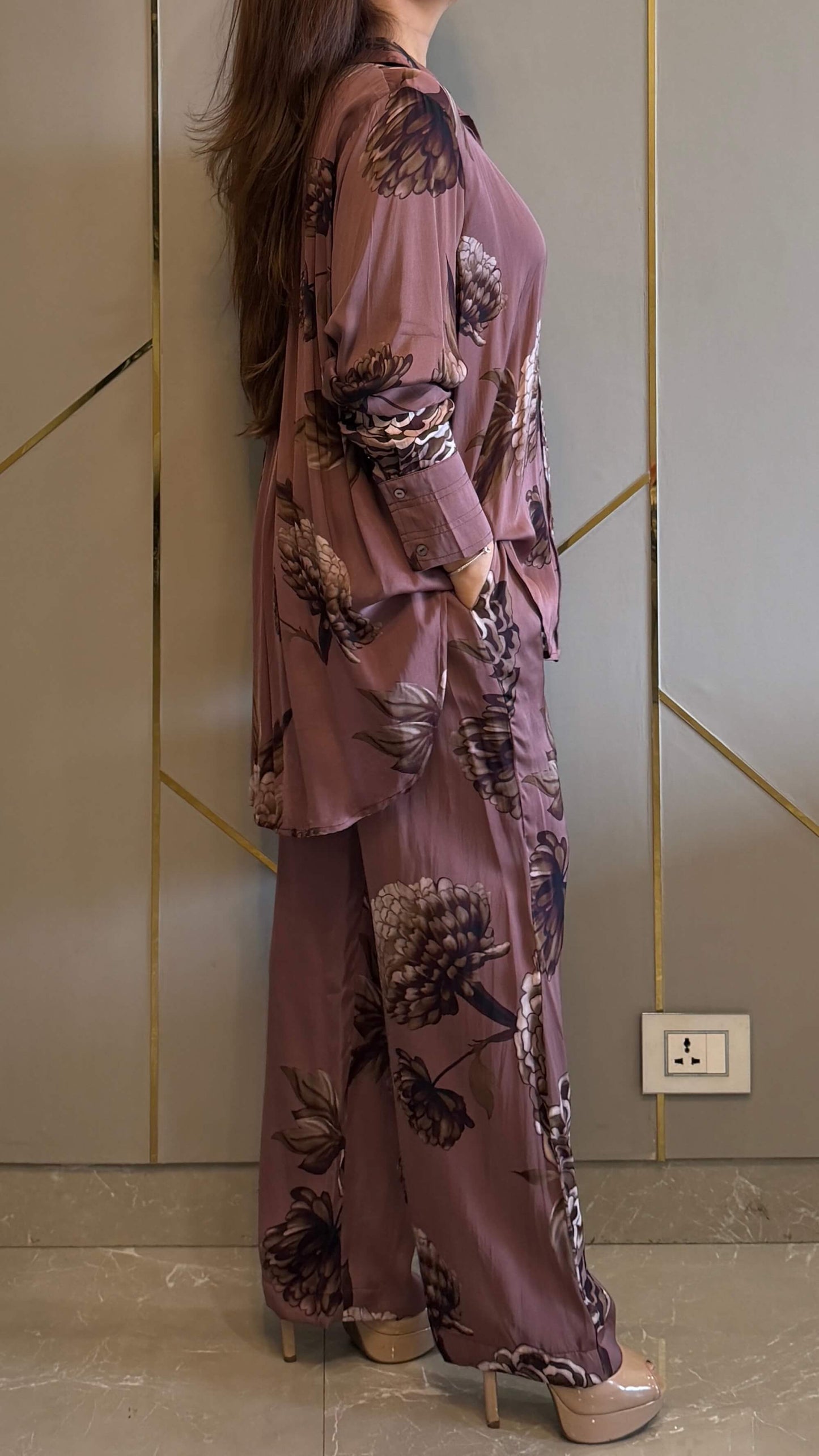 Salmon Pink Valencia Printed Co-ord Set