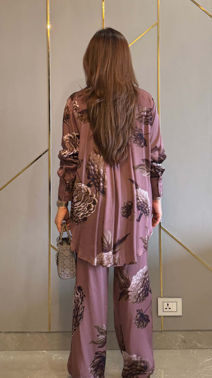 Salmon Pink Valencia Printed Co-ord Set