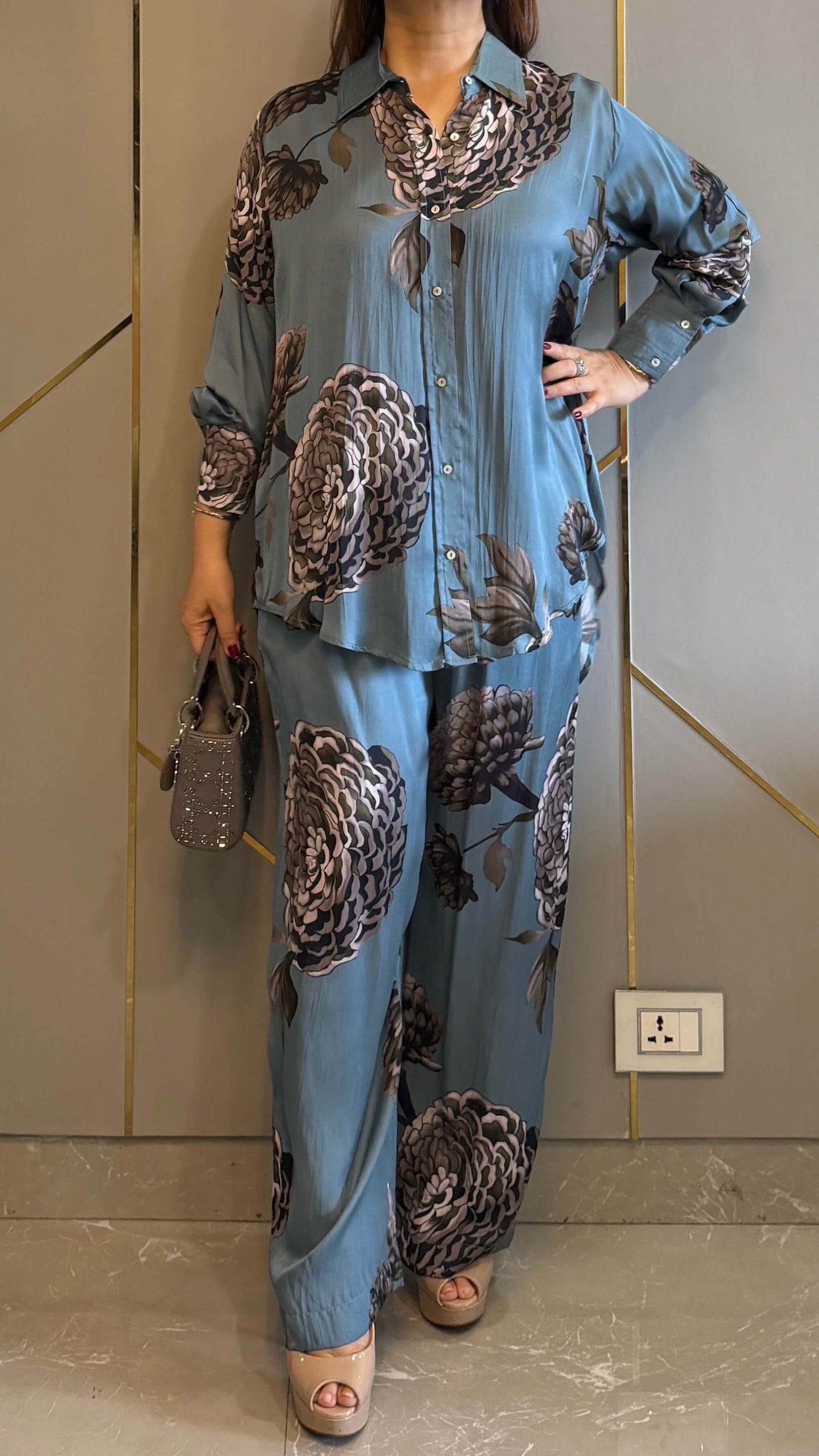 Cobalt Blue Valencia Printed Co-ord Set