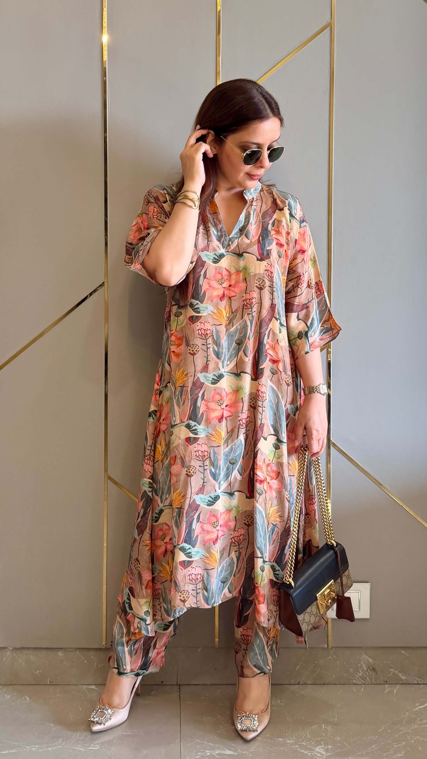 Tan Malaga High Low Crepe Co-ord