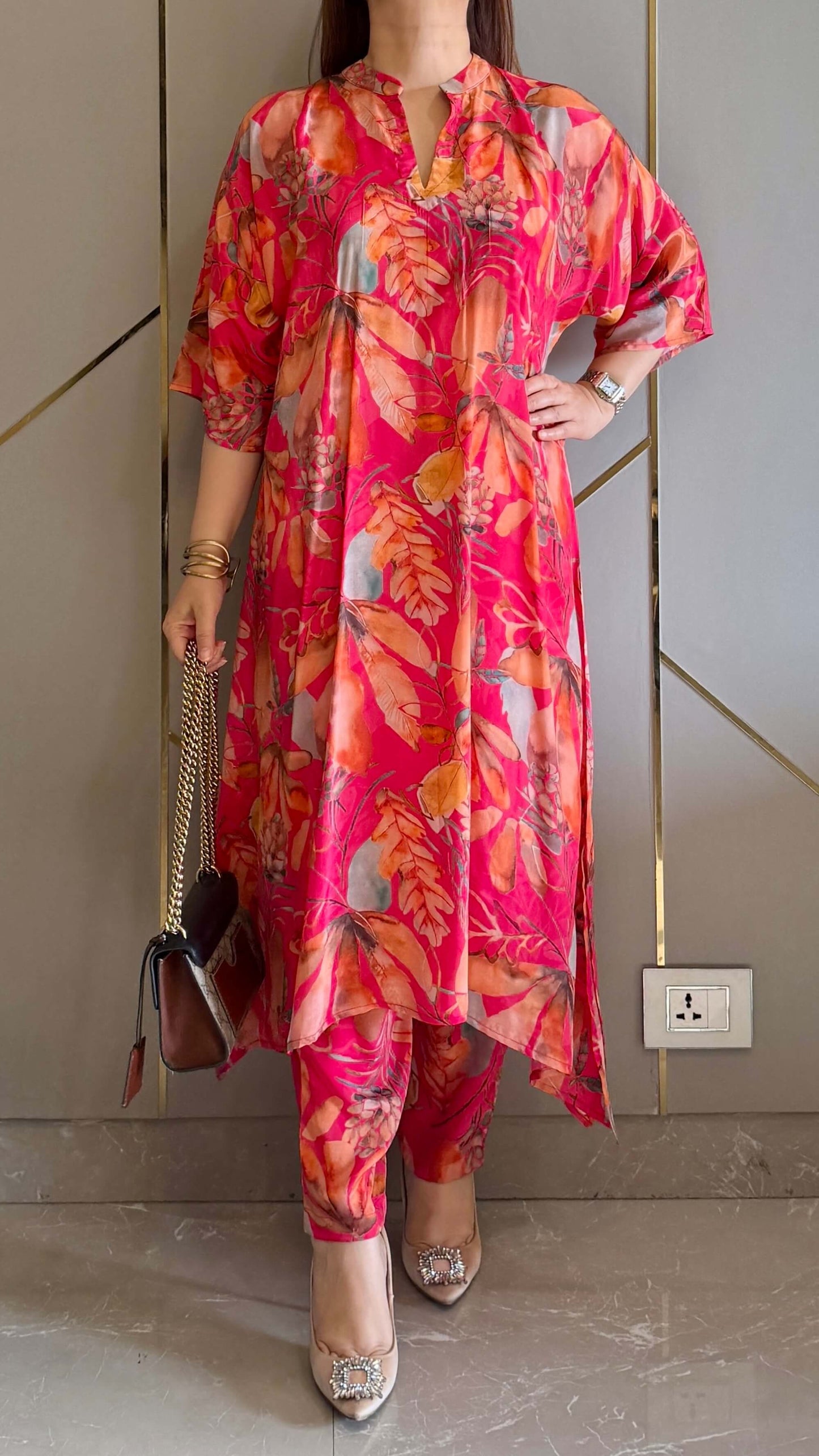 Red Malaga High Low Crepe Co-ord