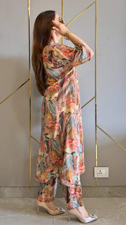 Tan Malaga High Low Crepe Co-ord